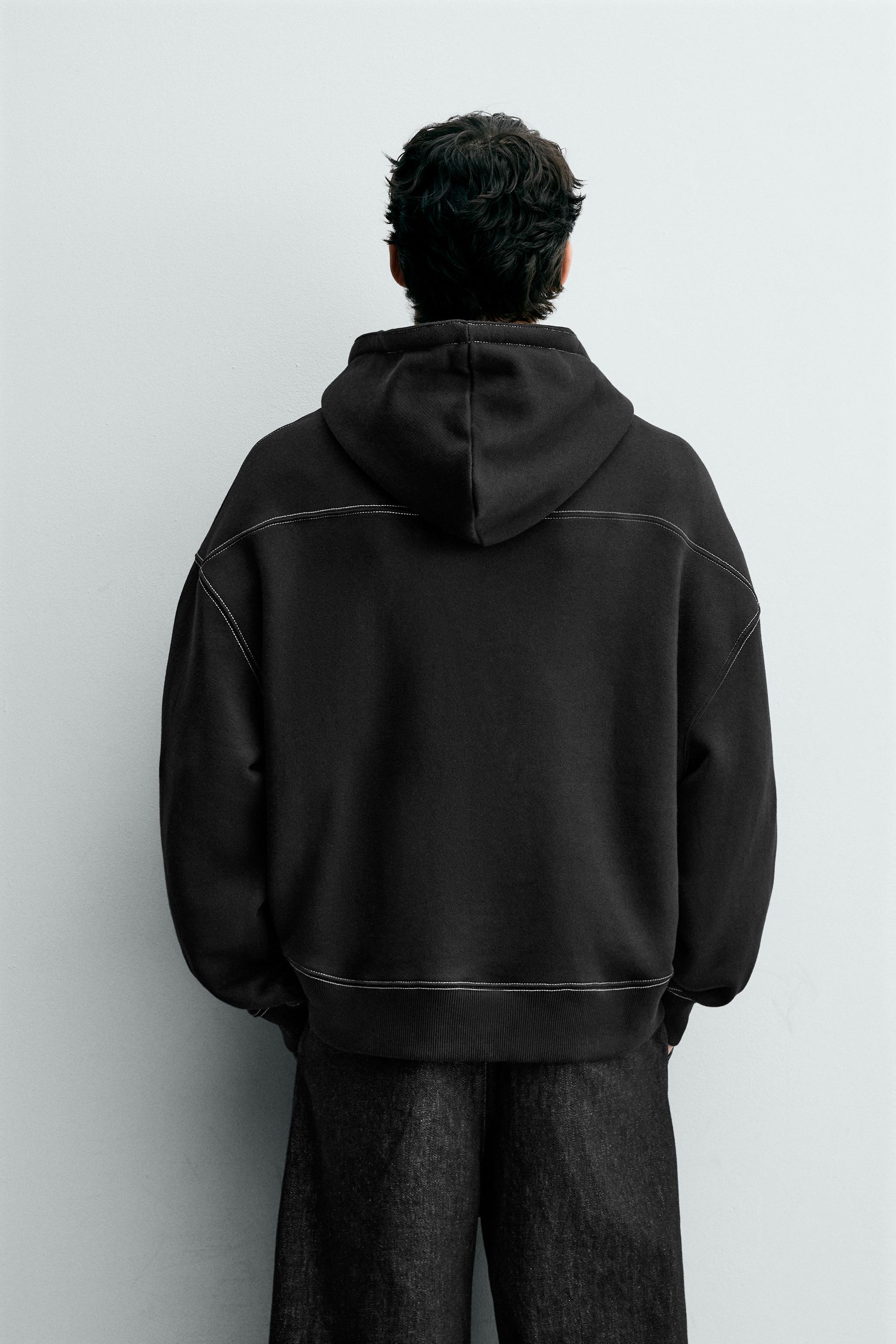 TOPSTITCHED HOODIE SWEATSHIRT